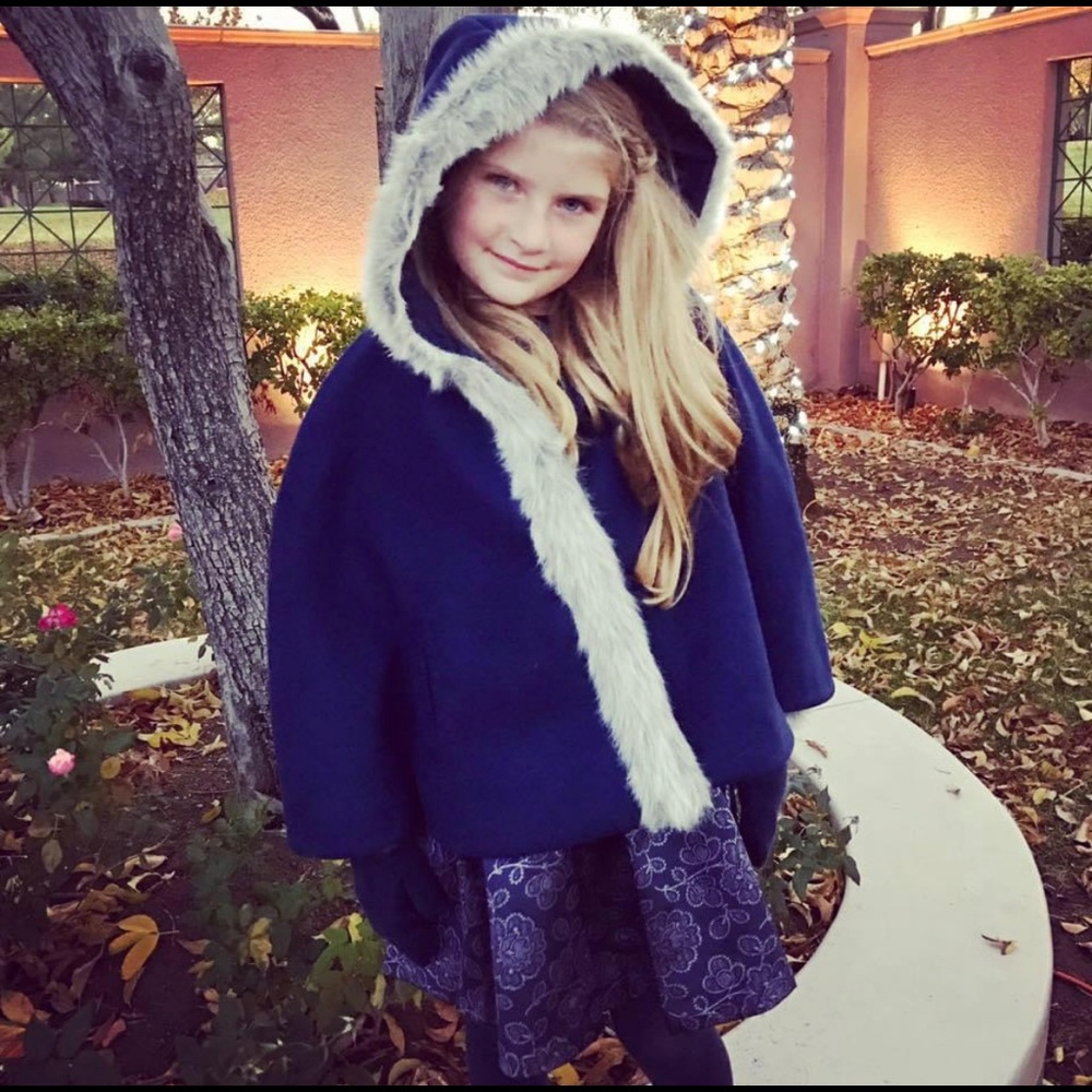 Janie and Jack cape coat, gloves and dress